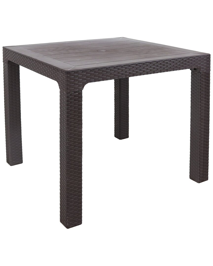 Sunnydaze Plastic Rattan Outdoor Patio Dining Table In Brown | ModeSens