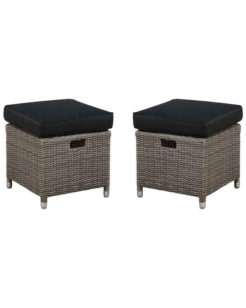 Alaterre Set Of 2 Monaco All-weather Outdoor 17in Square Ottomans