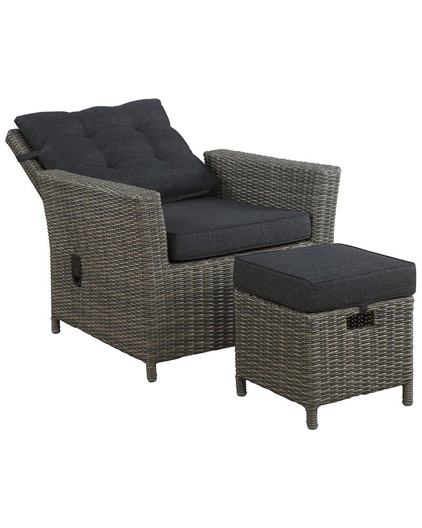 Alaterre Asti All-weather Wicker Outdoor Recliner With Cushion & 15in Ottoman With Cushion