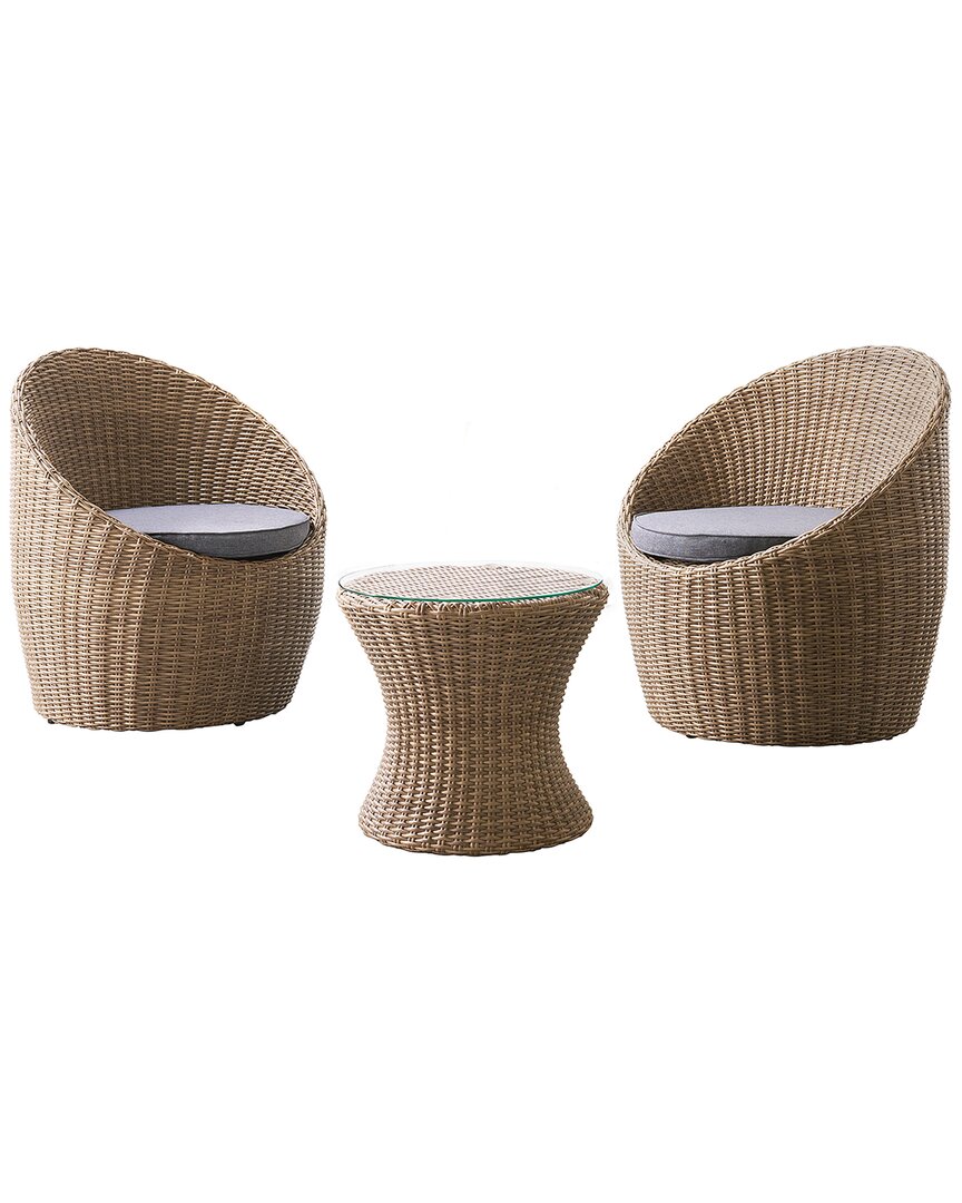 Alaterre Strafford All-weather Wicker Outdoor Set Of 2 Chairs & Cocktail Table
