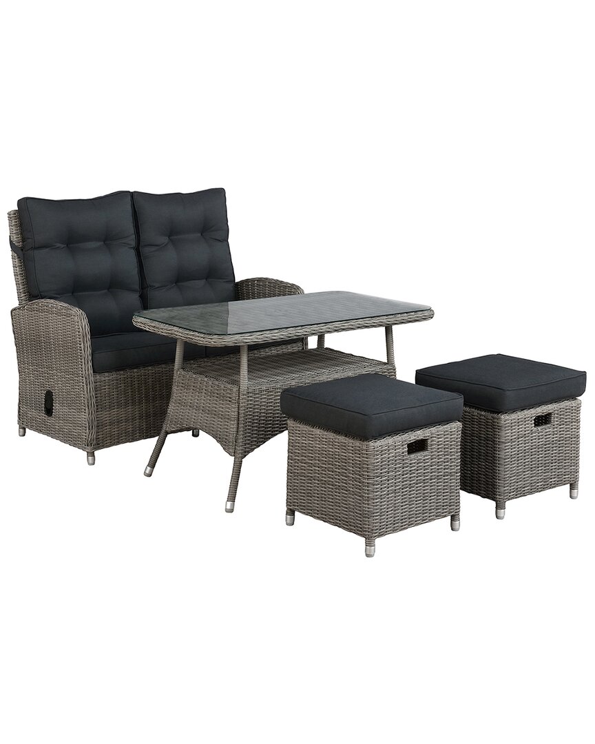 Alaterre Monaco All-weather 4pc Set With Two-seat Reclining Bench, 26inh Cocktail Table & Two Ottoma