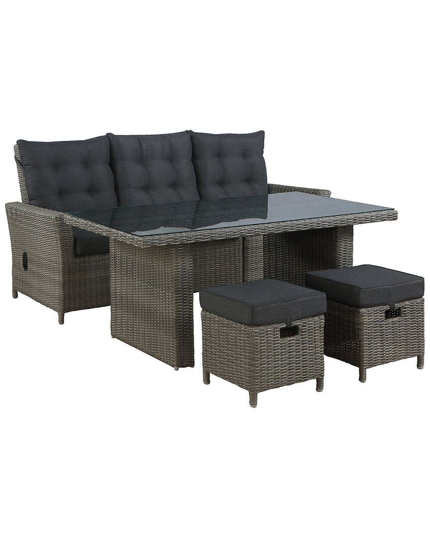 Alaterre Asti All-weather Wicker 4pc Outdoor Seating Set With Reclining Sofa, 26in Cocktail Table &
