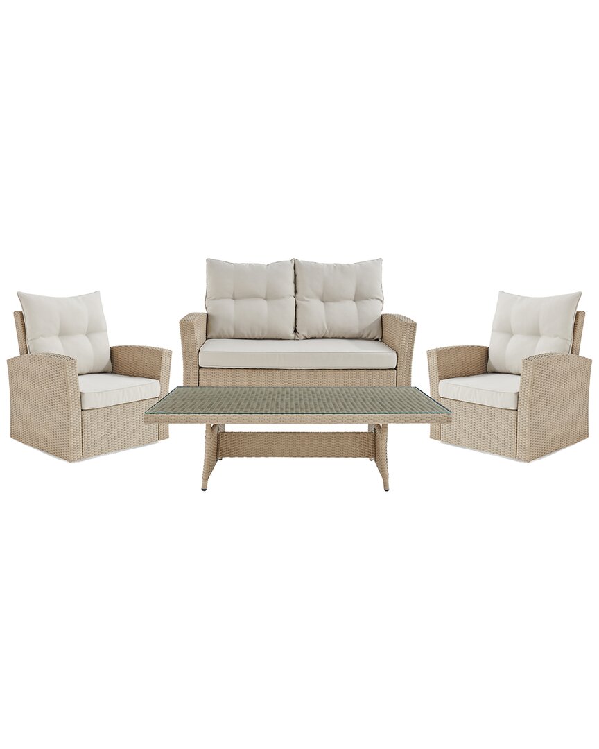 Alaterre Canaan All-weather Wicker Outdoor Seating Set With Loveseat, Two Chairs & 57in Coffee Table
