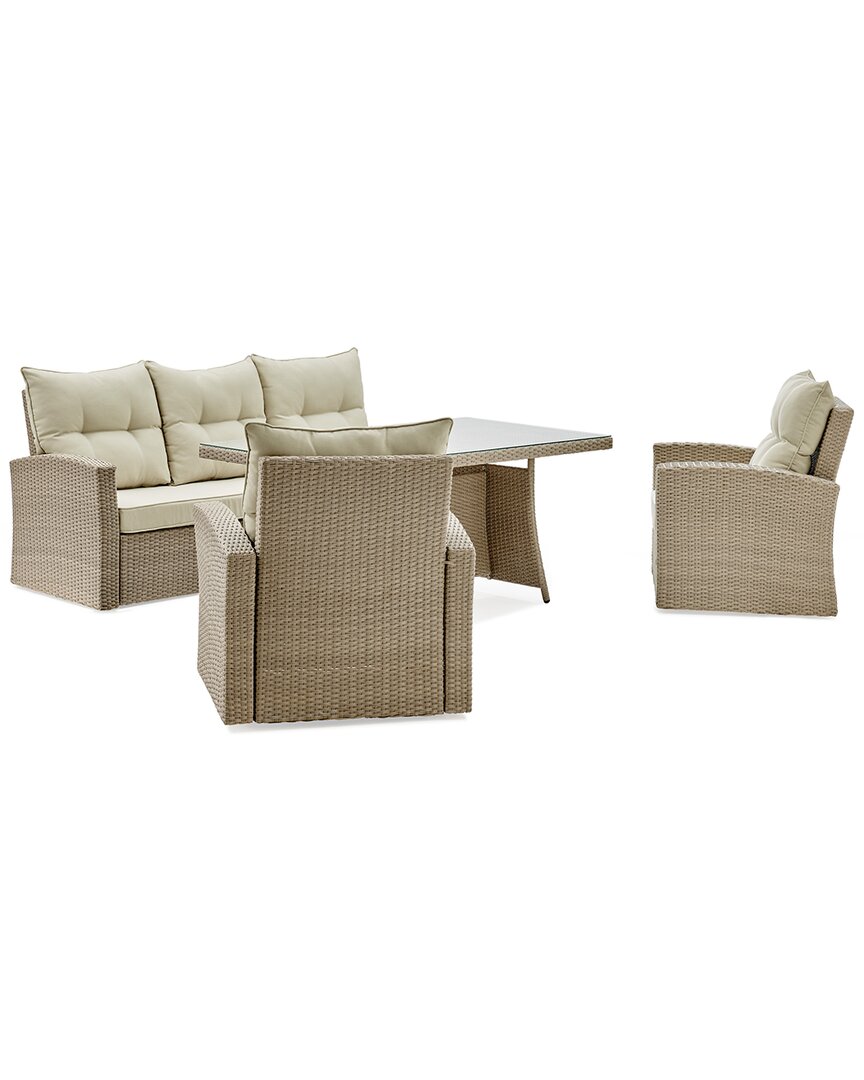 Alaterre Canaan All-weather Wicker Outdoor Deep-seat Dining Set With Sofa, Two Arm Chairs & High Coc