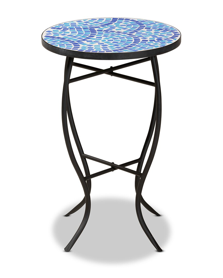 Design Studios 21in Gaenor Mosaic Outdoor Accent Table & Plant Stand In Black