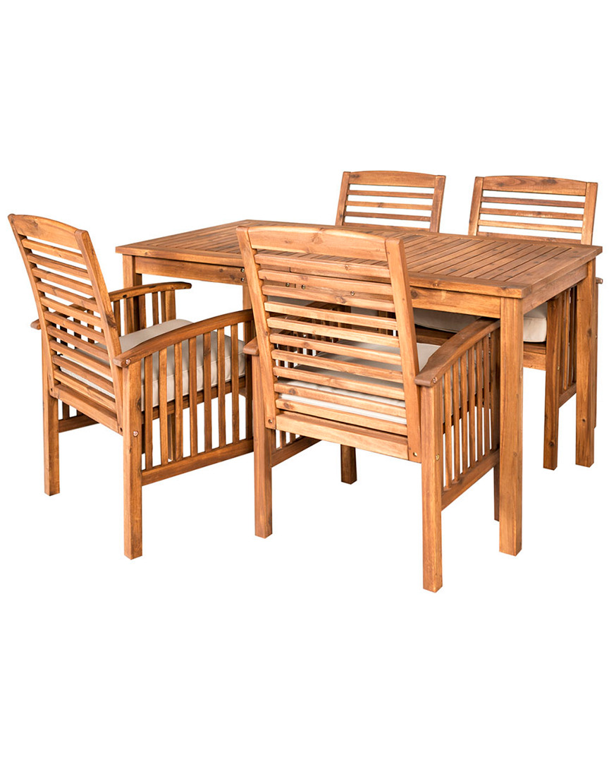 Hewson Acacia Wood Simple Patio 5pc Dining Set In Brown