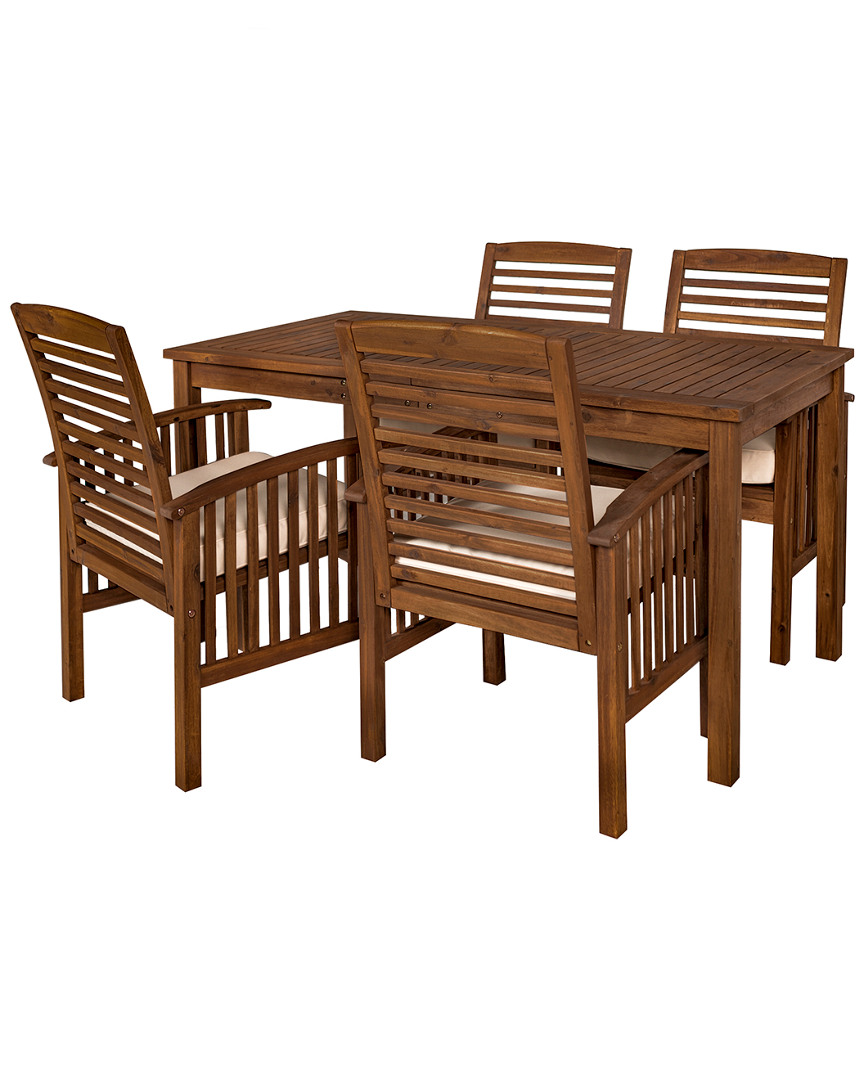 Hewson Acacia Wood Simple Patio 5pc Dining Set In Brown