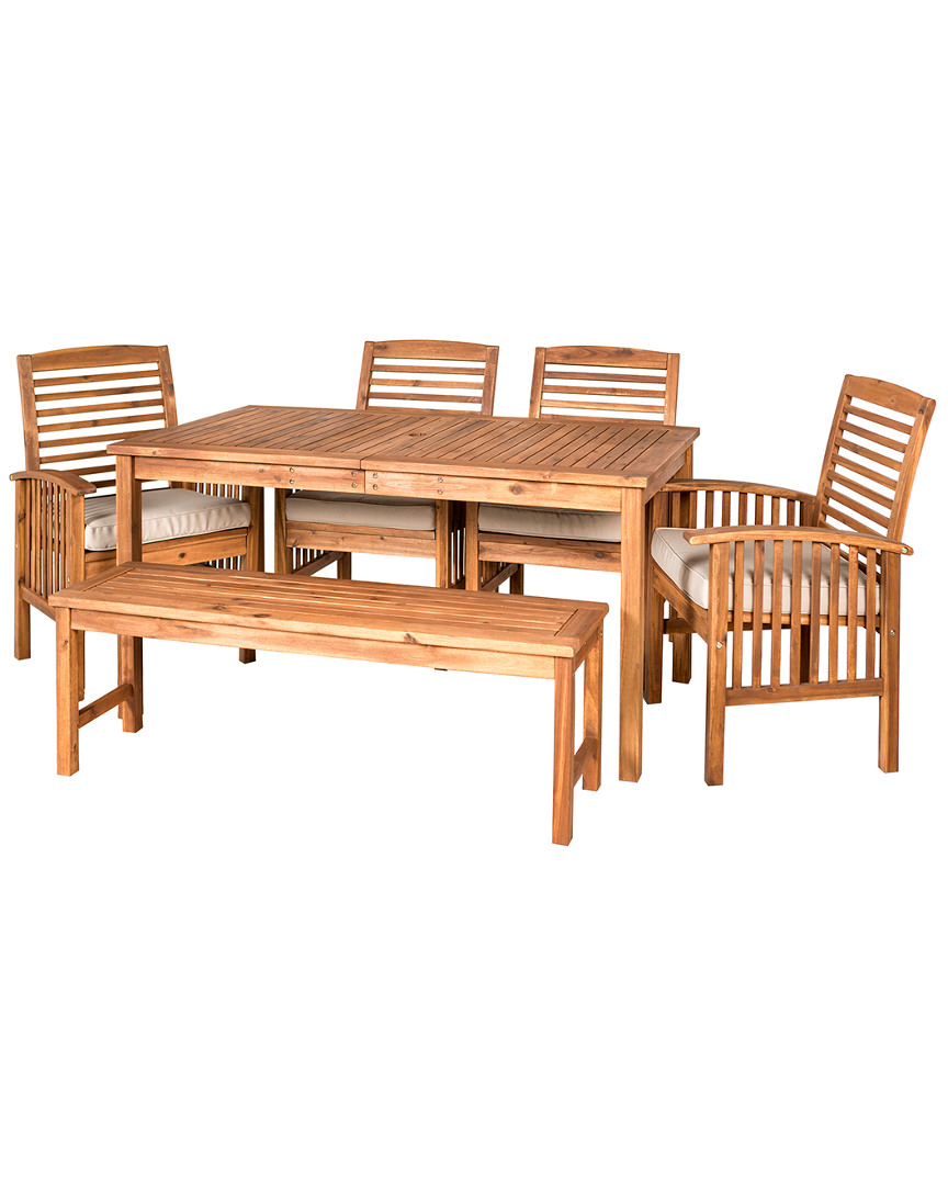 Hewson Acacia Wood Simple Patio 6pc Dining Set In Neutral