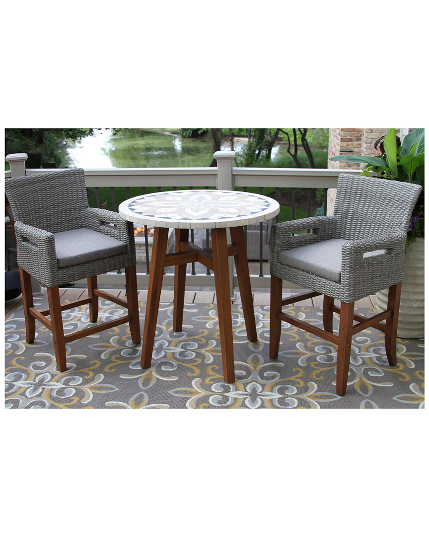 Outdoor Interiors 3pc Counter Height Marble Table