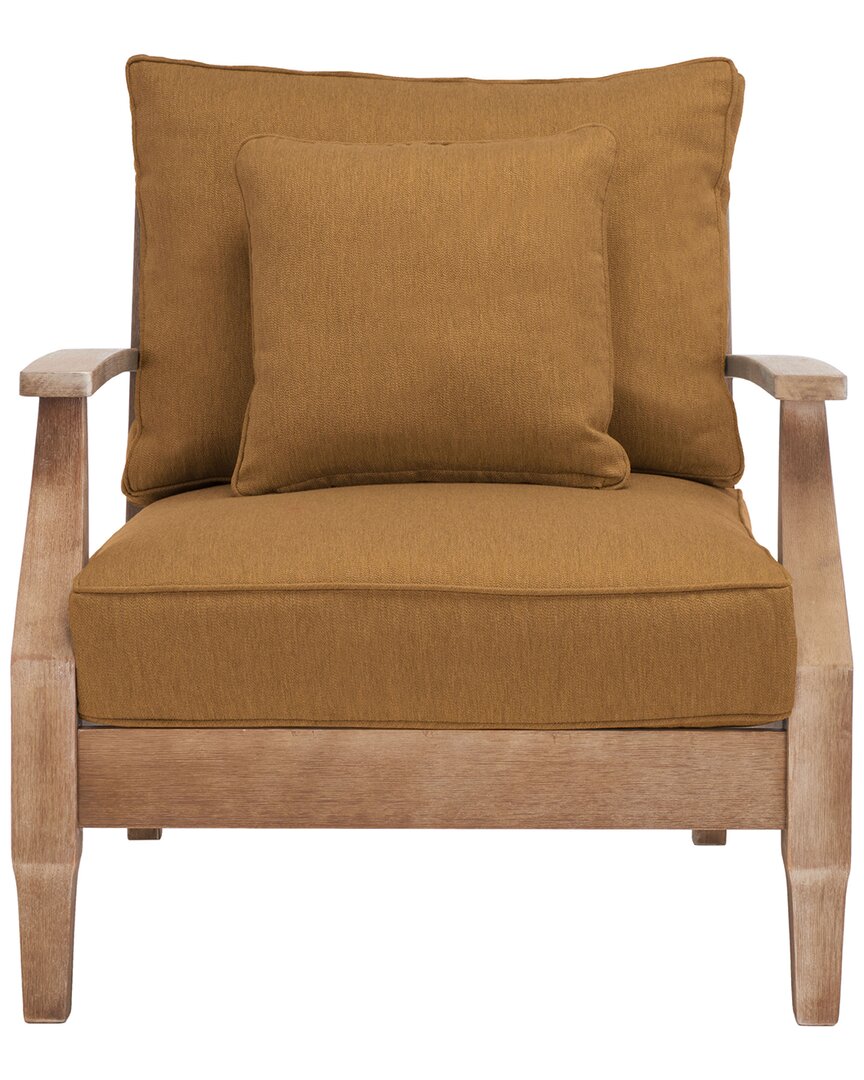 Safavieh Couture Martinique Wood Patio Armchair In Brown