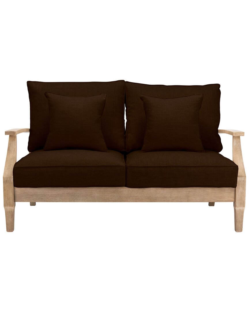 Safavieh Couture Martinique Wood Patio Loveseat In Brown