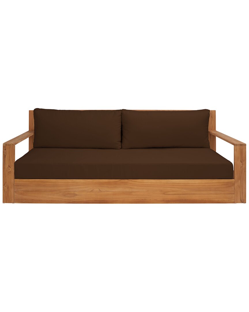 Safavieh Couture Kauai Brazil Teak Patio Sofa In Brown