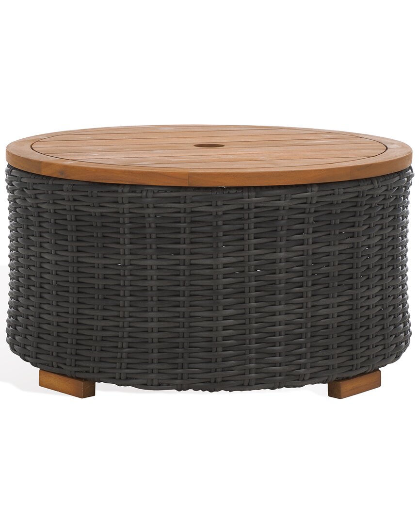 Safavieh Couture Anguilla Wicker Storage Outdoor Coffee Table In Grey
