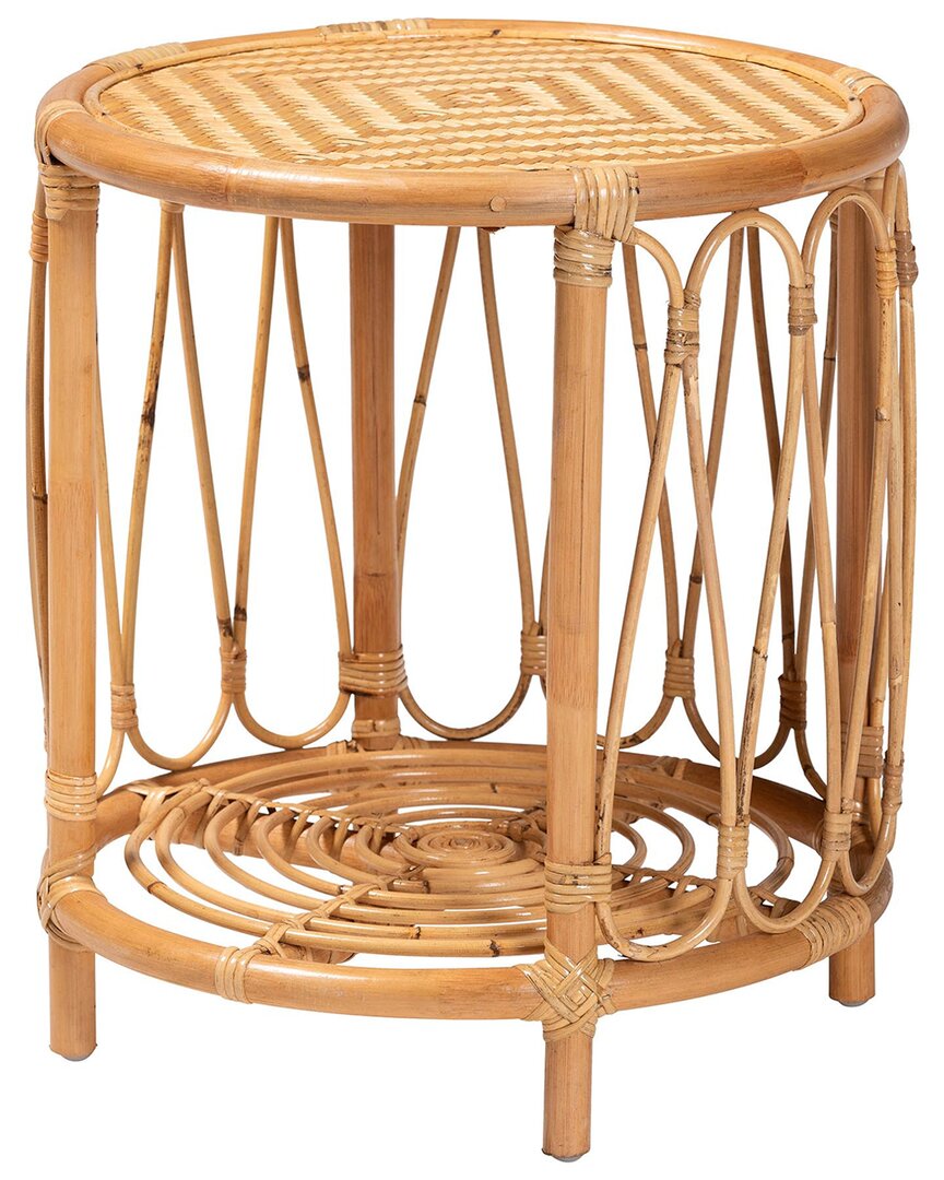 Baxton Studio Berilo Bohemian Rattan End Table