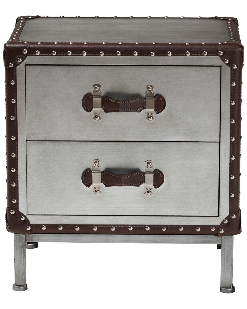 Baxton Studio Jacey Vintage Metal 2-drawer End Table