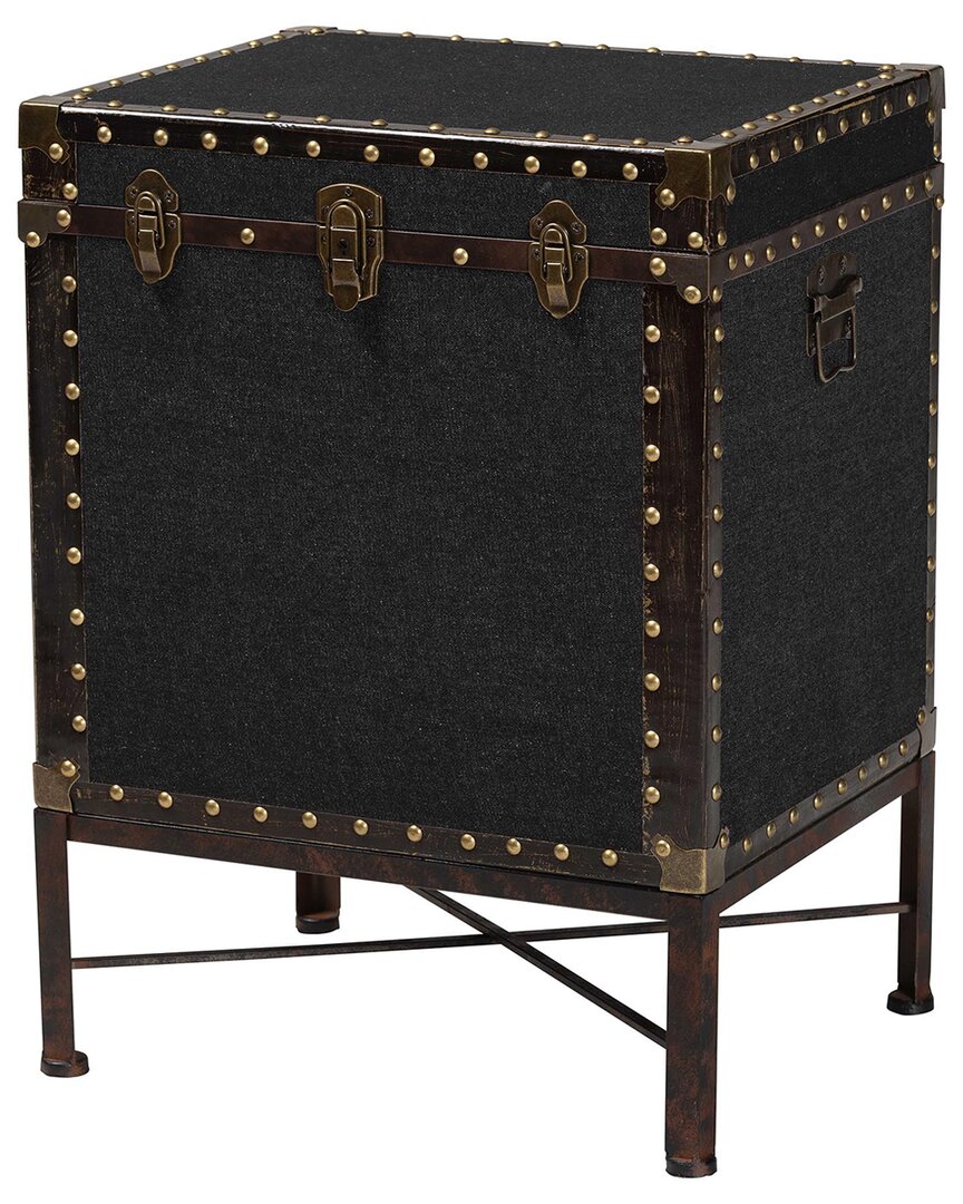 Baxton Studio Laura Vintage Canvas Lift-top Trunk End Table