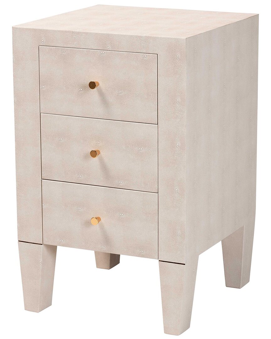 BAXTON STUDIO BAXTON STUDIO LEYNA MODERN FAUX SHAGREEN 3-DRAWER END TABLE 