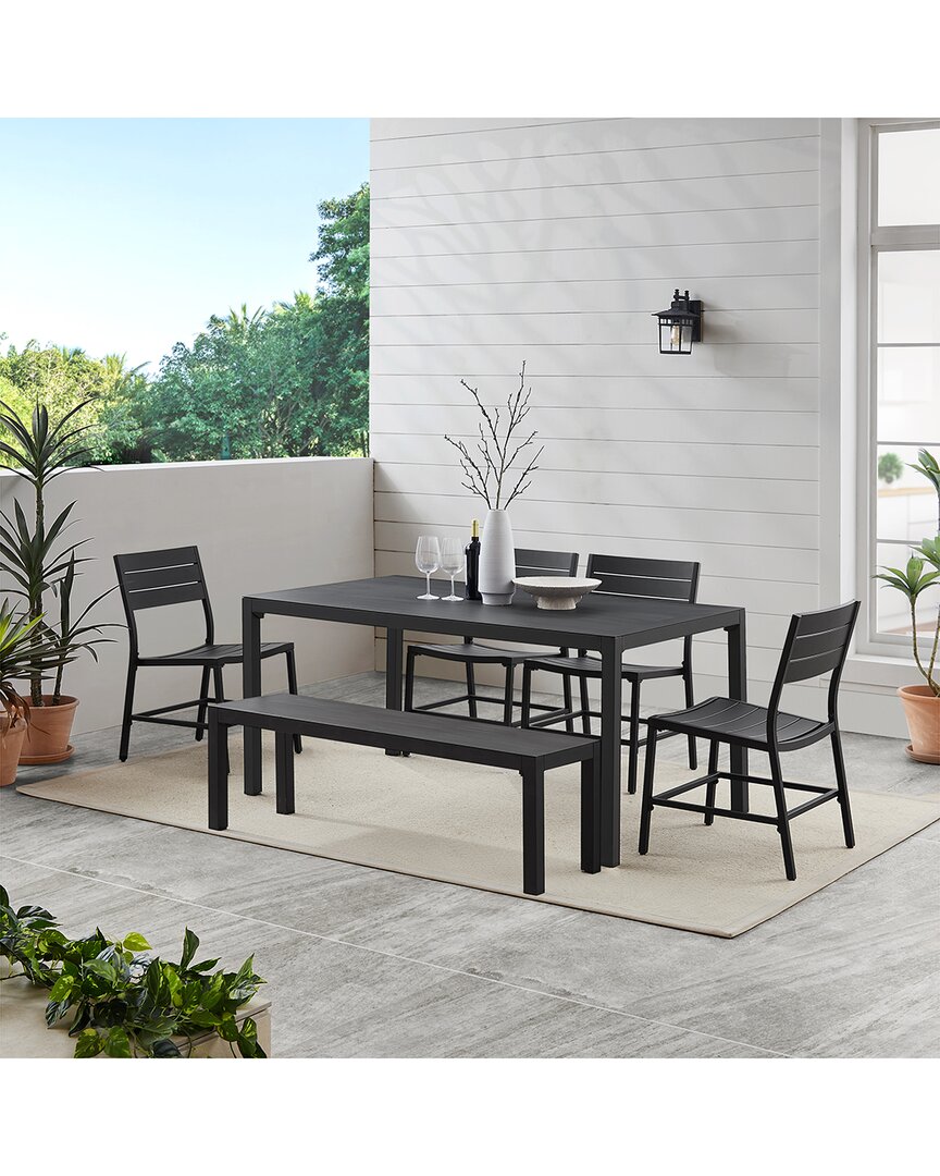 Linon Holland Aluminum 7pc Dining Set In Black