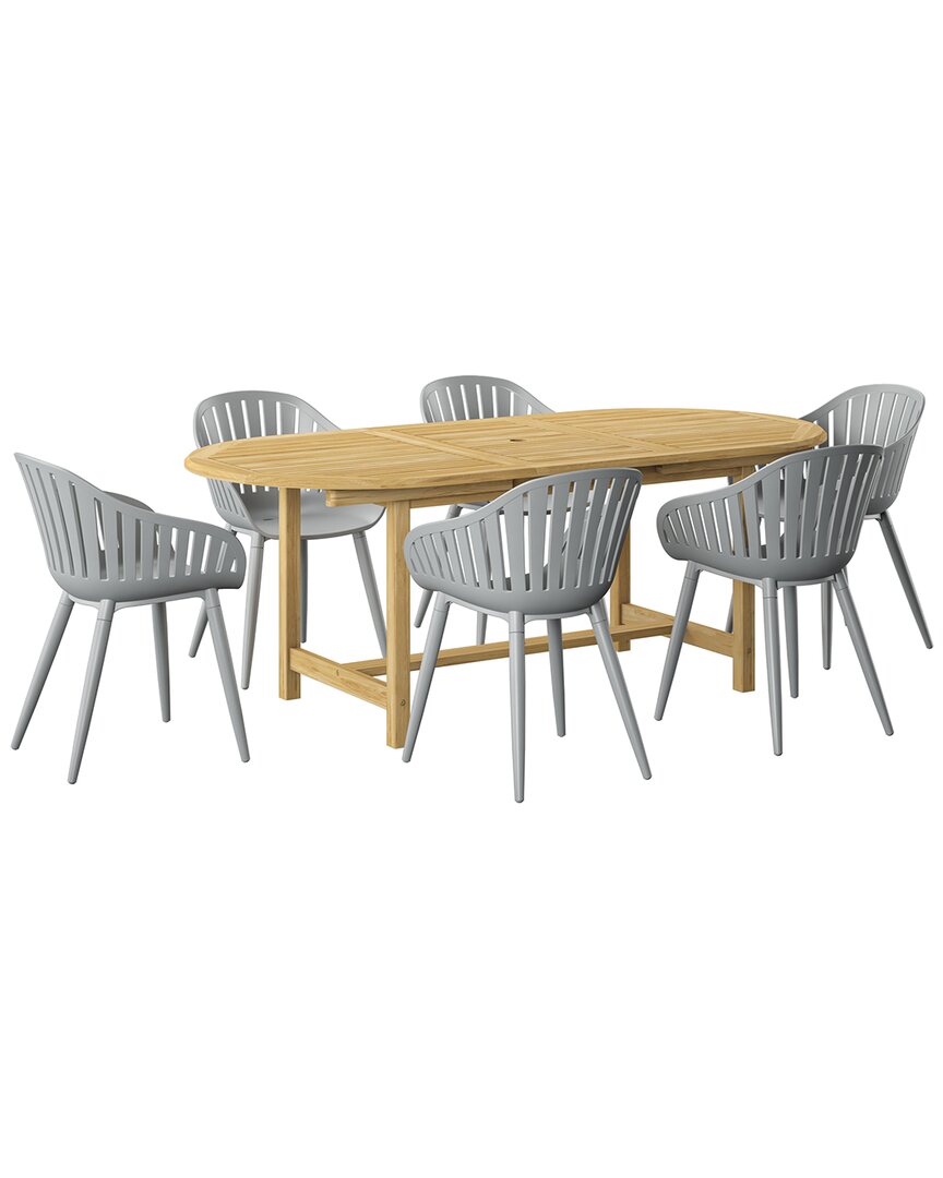 Shop Amazonia 7pc Oval Patio Dining Set In Grey