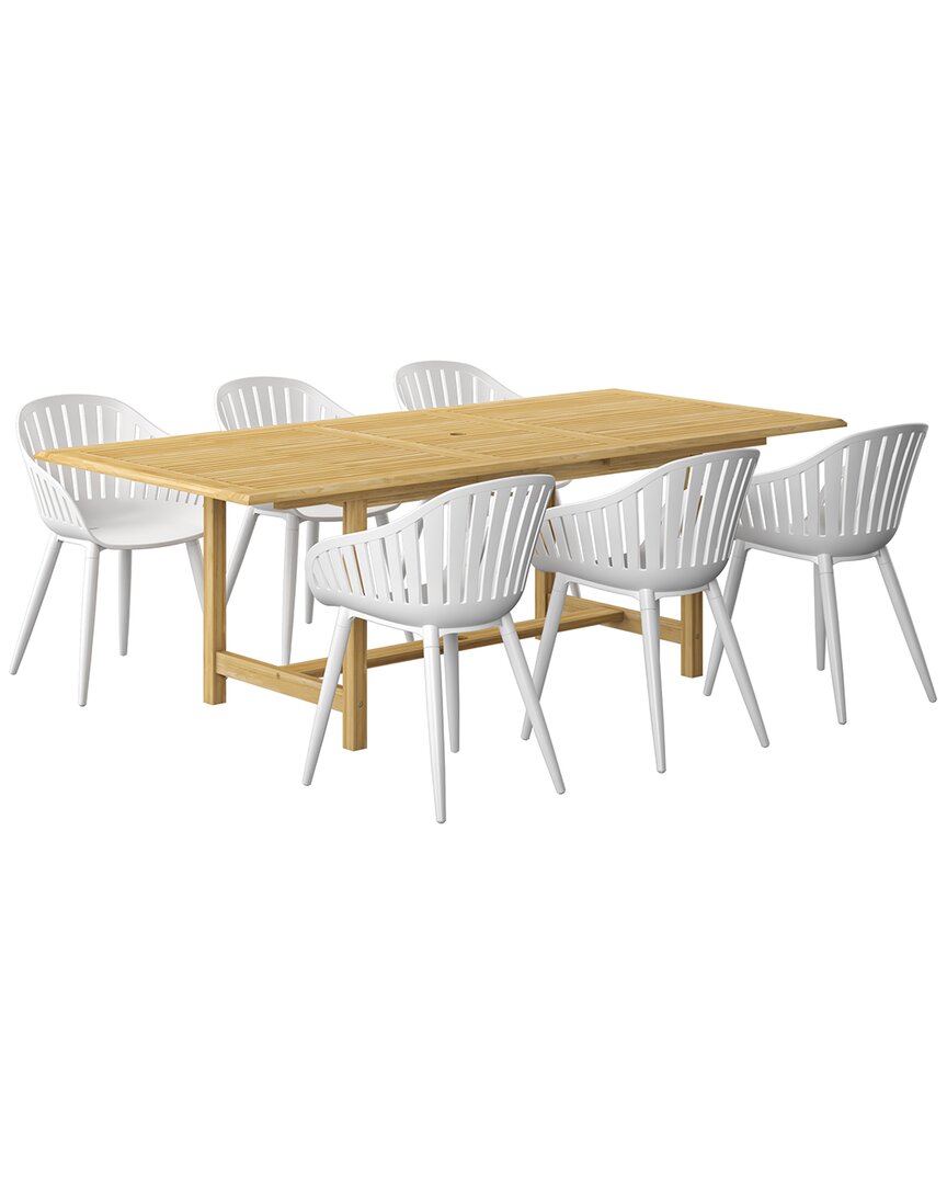 Amazonia 7pc Rectangular Patio Dining Set In White