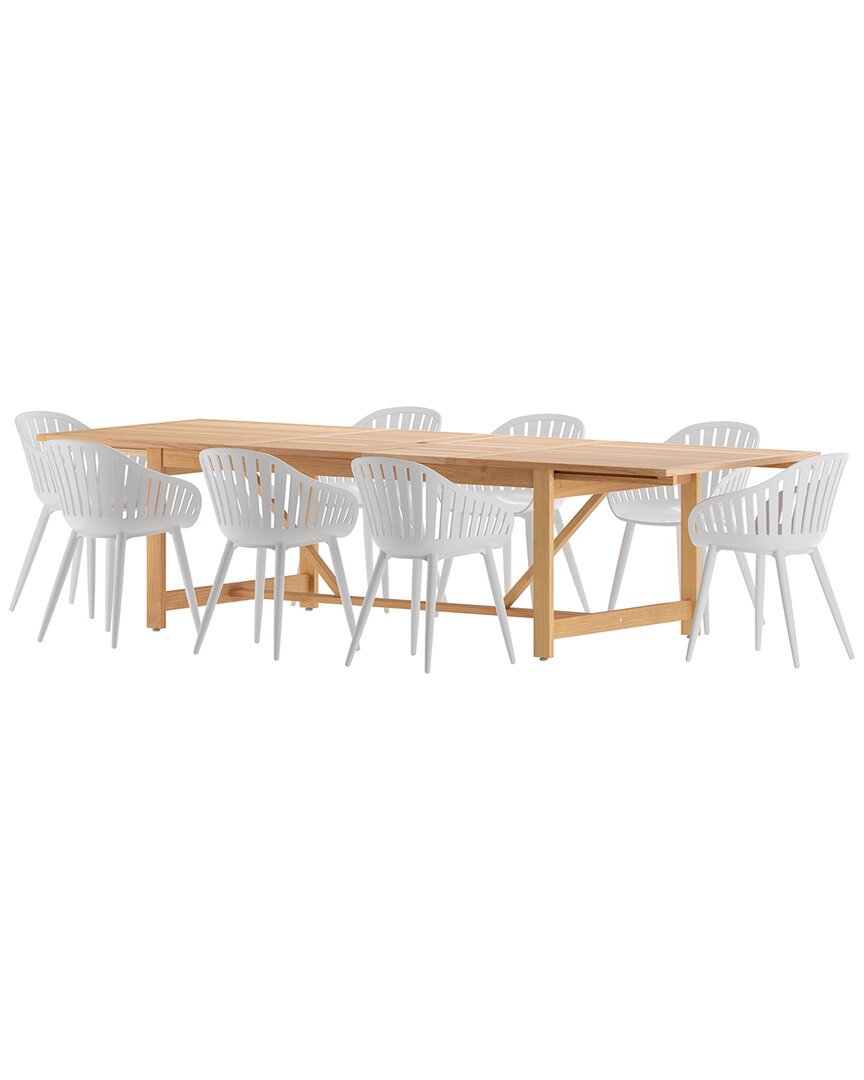 Amazonia 9pc Rectangular Patio Dining Set In White