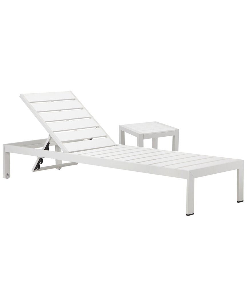 Pangea Home Indoor/outdoor Joseph Lounger & Side Table In White