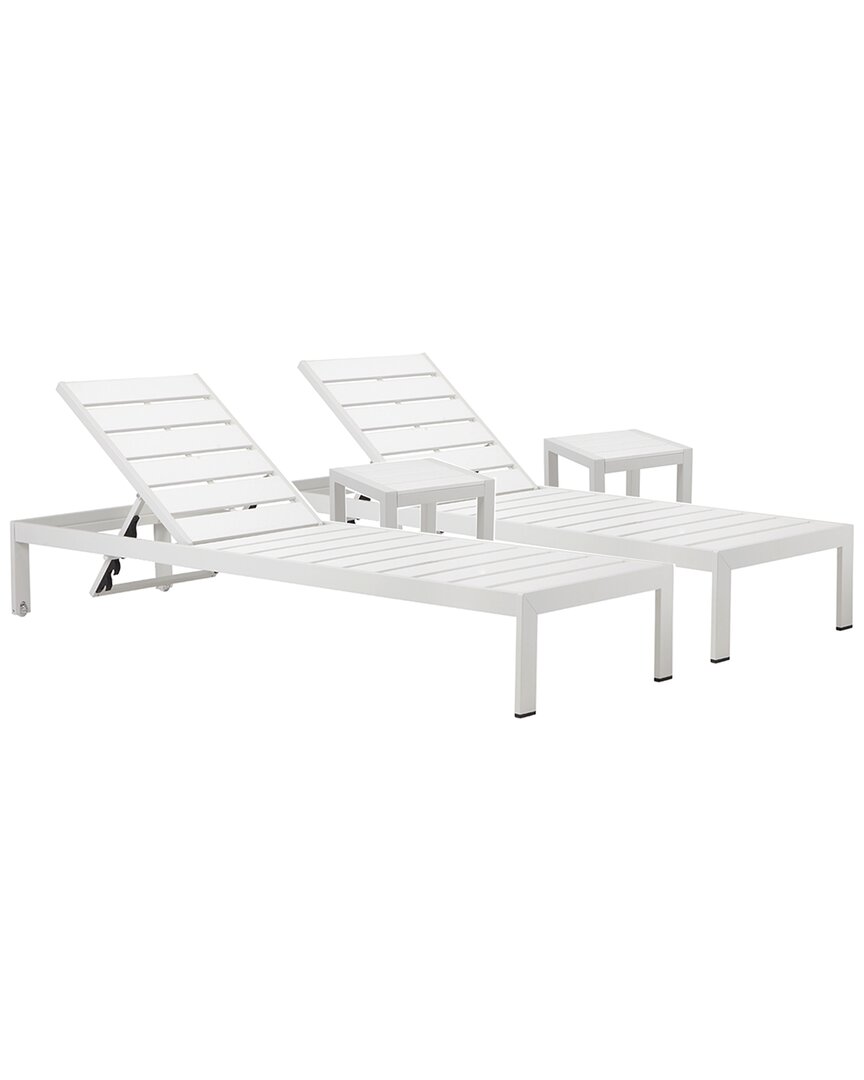 Pangea Home Indoor/outdoor 2 Joseph Loungers & 2 Side Tables In White