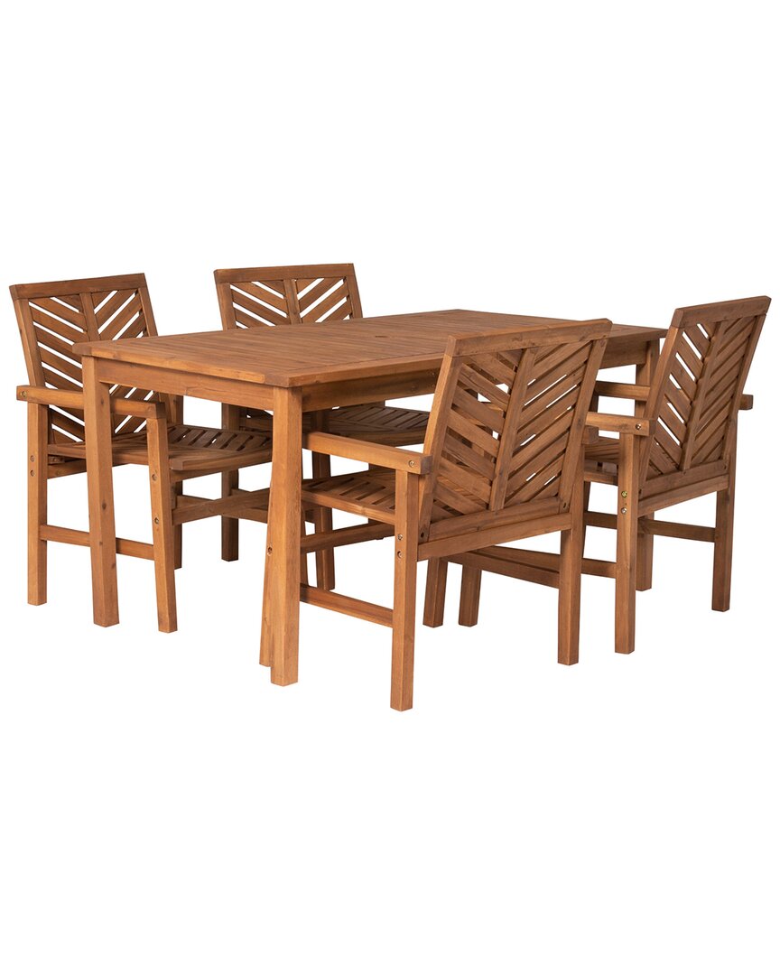 Hewson Vincent 5pc Chevron Outdoor Patio Dining Set In Brown
