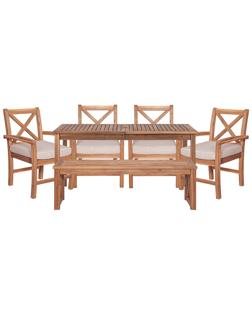 Hewson Patio 6pc Dining Table Set In Brown