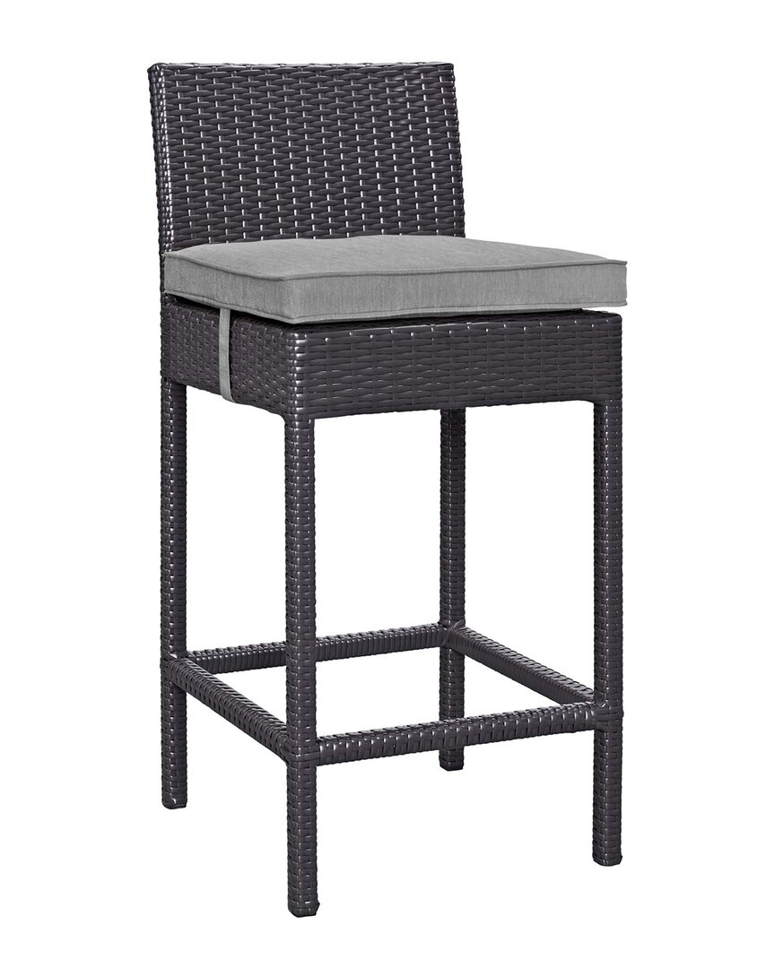 Modway Outdoor Convene Outdoor Patio Upholstered Fabric Bar Stool In Espresso  Gray