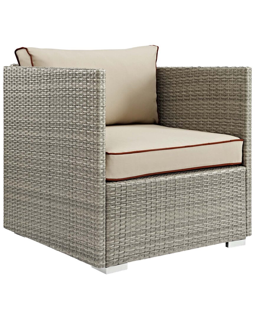 Modway Outdoor Repose Outdoor Patio Wicker Rattan Armchair In Light Gray Beige