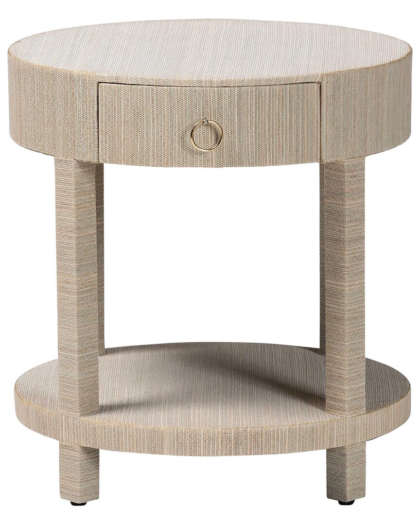 Baxton Studio Sadia Bohemian Woven Grasscloth 1-drawer Nightstand In Neutral