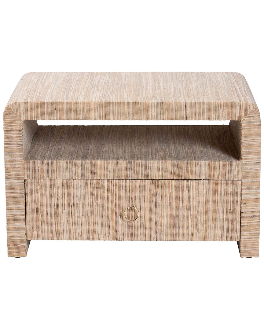 Baxton Studio Hannah Bohemian Woven Grasscloth 1-drawer Nightstand