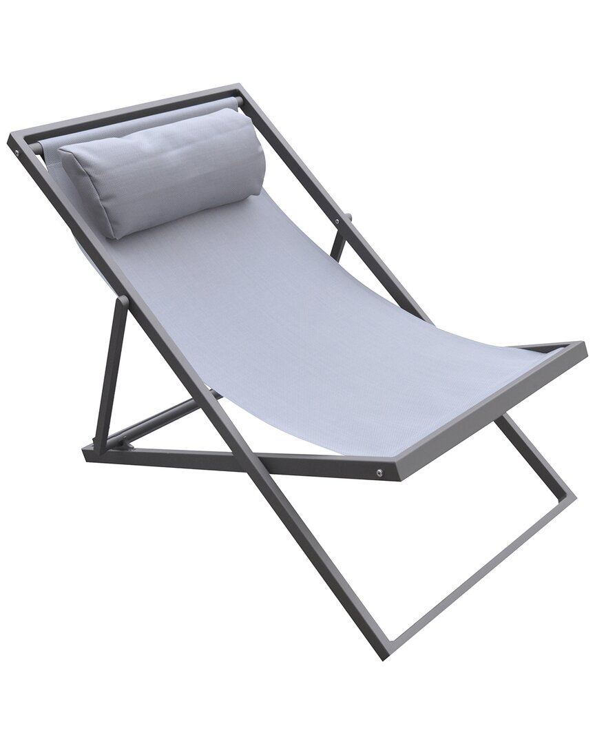 Shop Armen Living Wave Outdoor Patio Aluminum Deck Chair In Grey