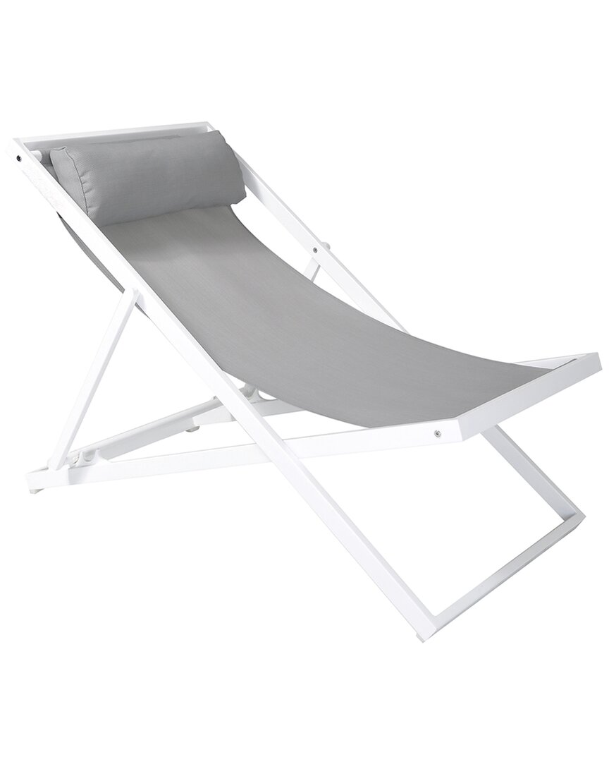 Armen Living Wave Outdoor Patio Aluminum Deck Chair In White