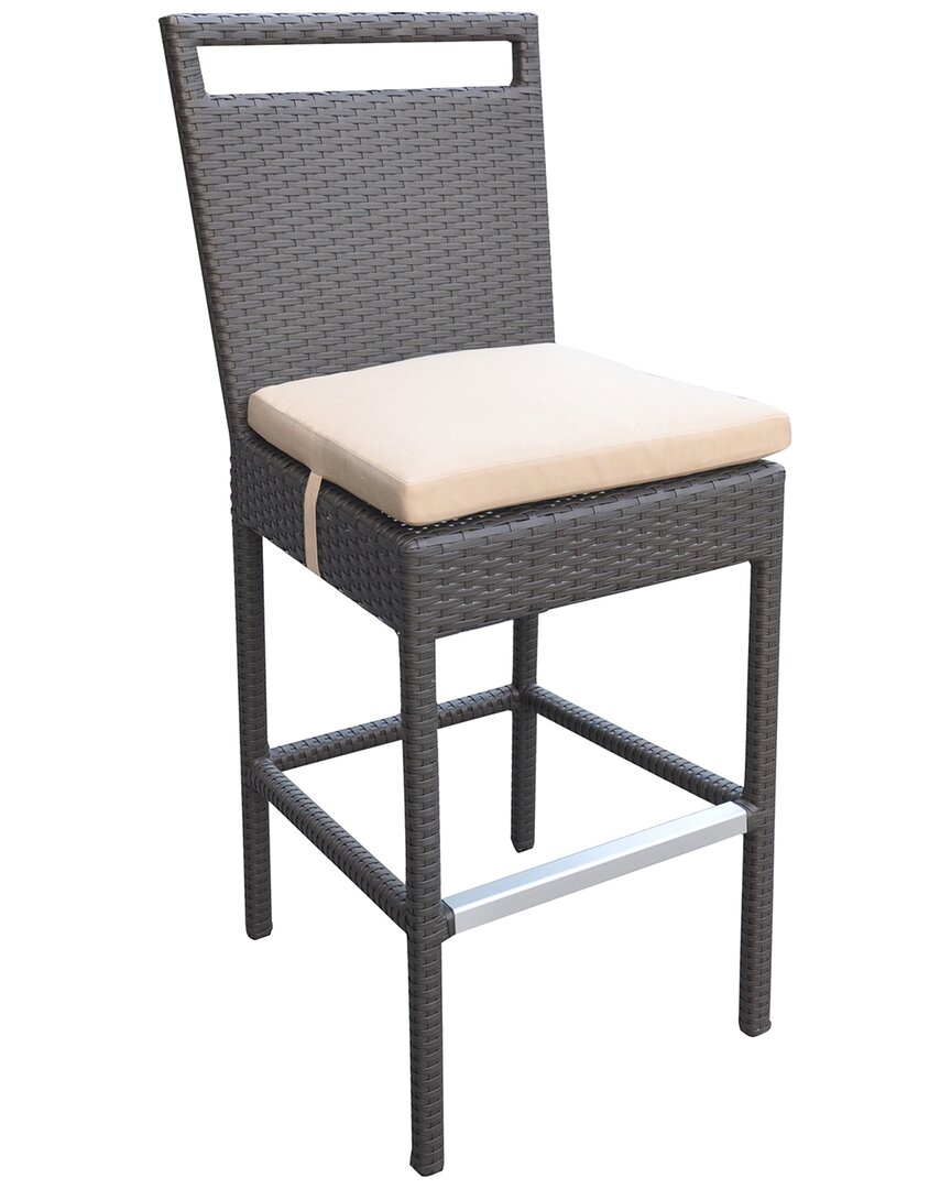 Shop Armen Living Discontinued  Tropez Outdoor Patio Wicker Barstool With Water Resistant Beige Fabric Cus In Black