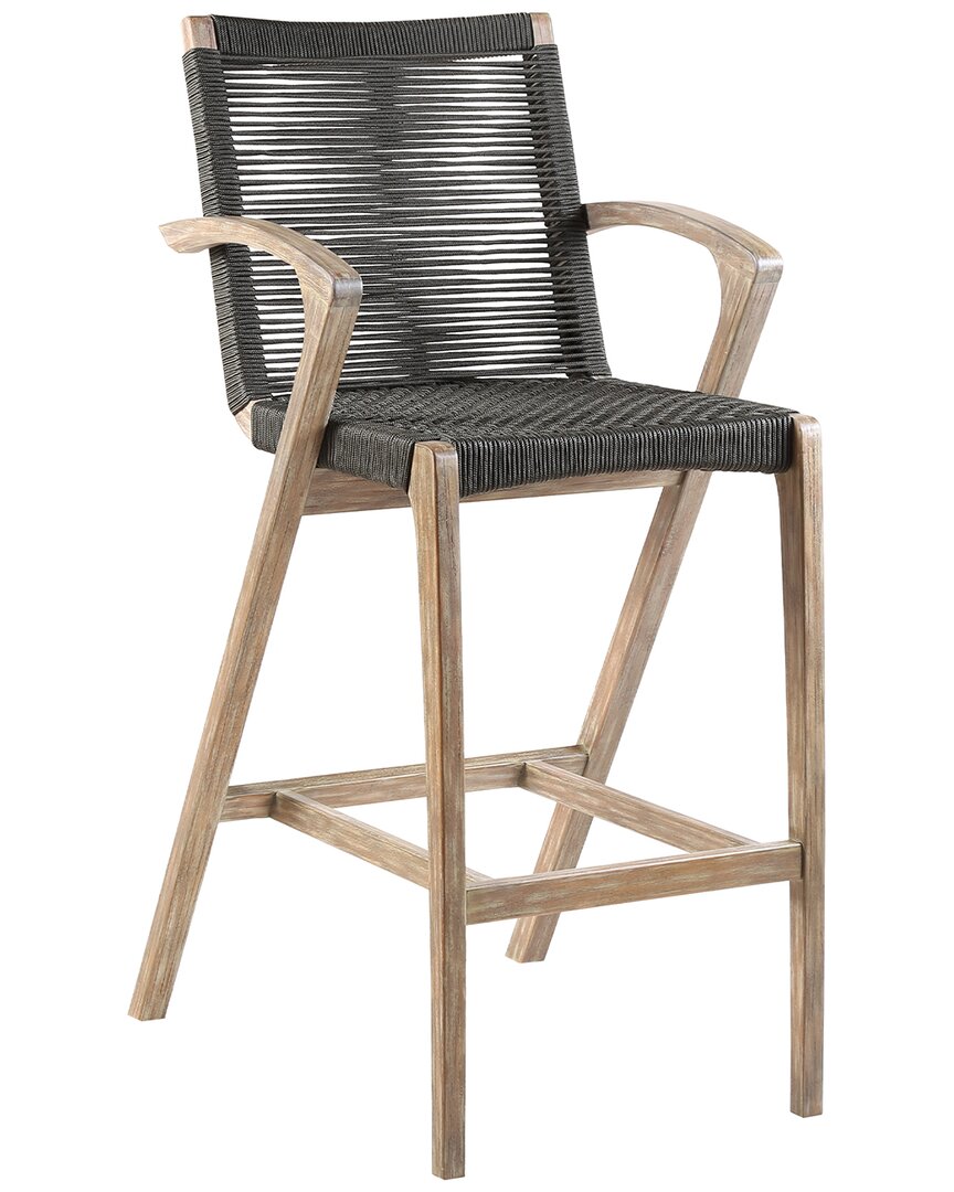 Shop Armen Living Brielle Outdoor Light Eucalyptus Wood And Charcoal Rope Counter And Bar Height Stool In Brown