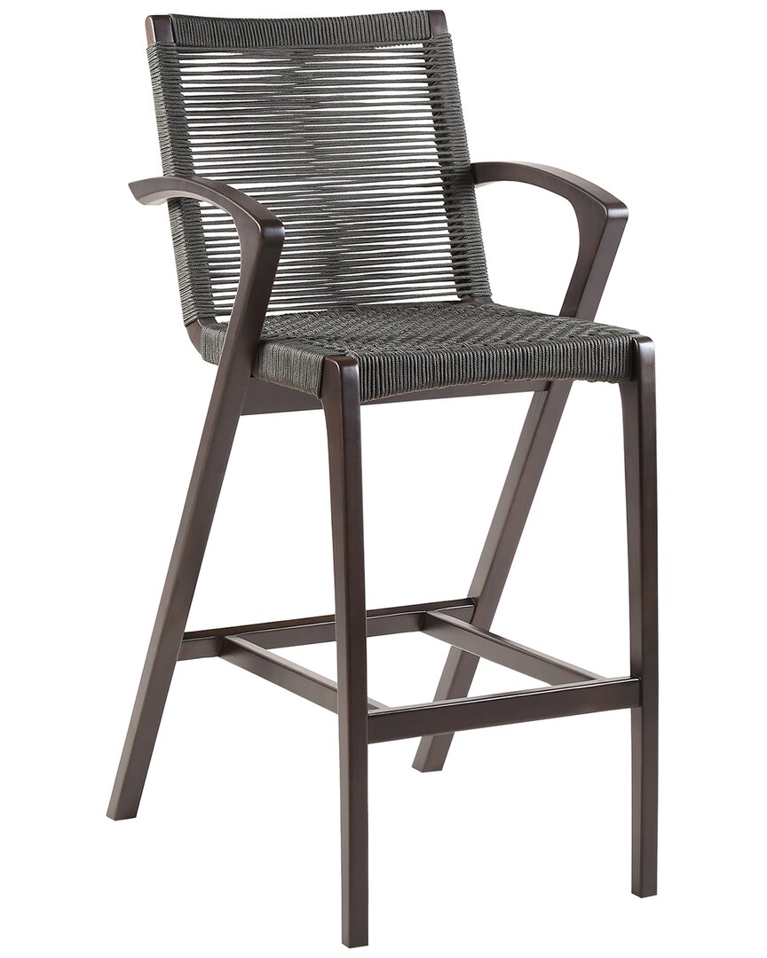 Shop Armen Living Brielle Outdoor Dark Eucalyptus Wood And Rope Counter And Bar Height Stool In Brown