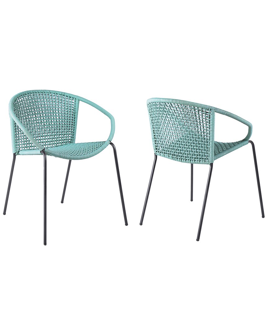 Armen Living Discontinued  Set Of 2 Snack Indoor/outdoor Stackable Steel Chairs In Black