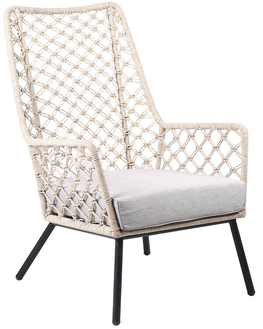 Armen Living Marco Indoor/outdoor Lounge Chair With Cushion In Natural