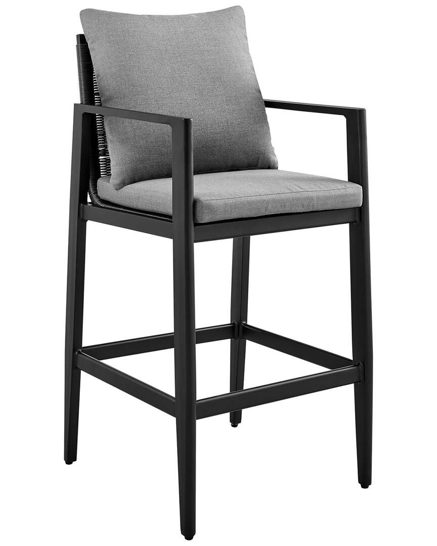 Shop Armen Living Cayman Outdoor Patio Counter Height Bar Stool In Black
