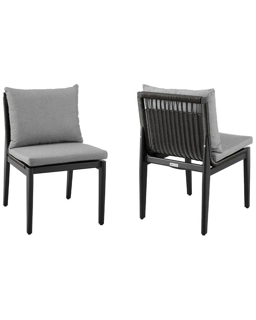 Shop Armen Living Cayman Outdoor Patio Dining Chairs In Black
