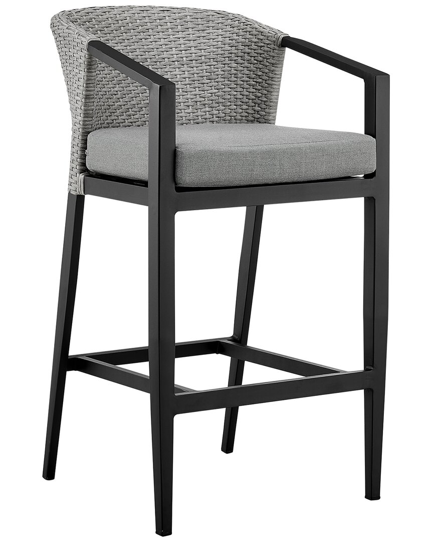 Shop Armen Living Palma Outdoor Patio Counter Height Bar Stool In Black