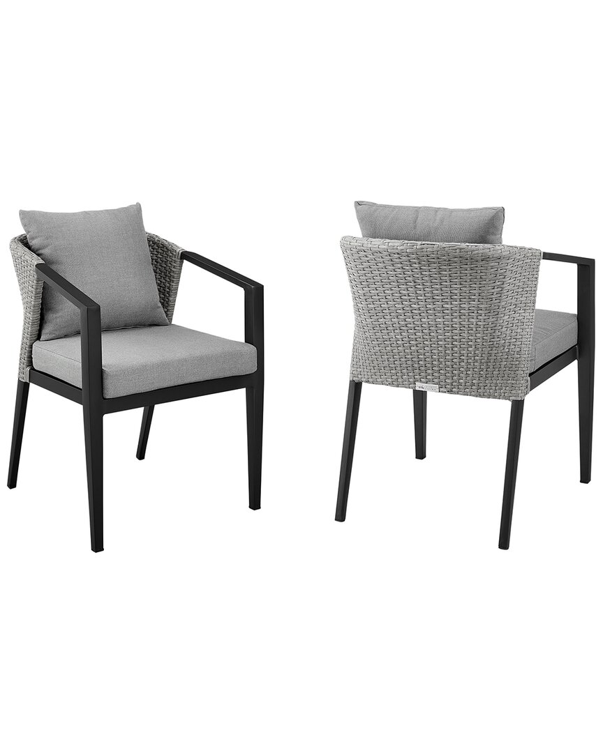 Armen Living Palma Outdoor Patio Dining Chairs In Black