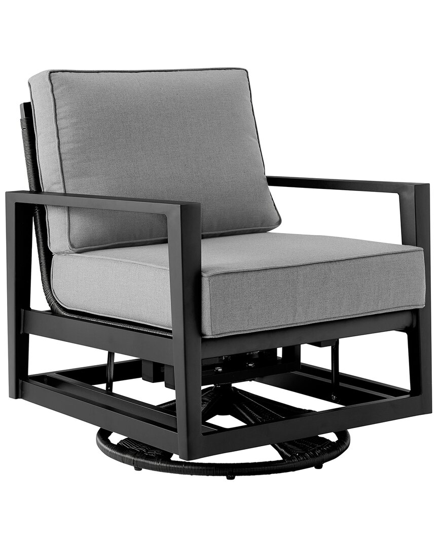 Armen Living Cayman Black Aluminum Outdoor Swivel Glider Chair