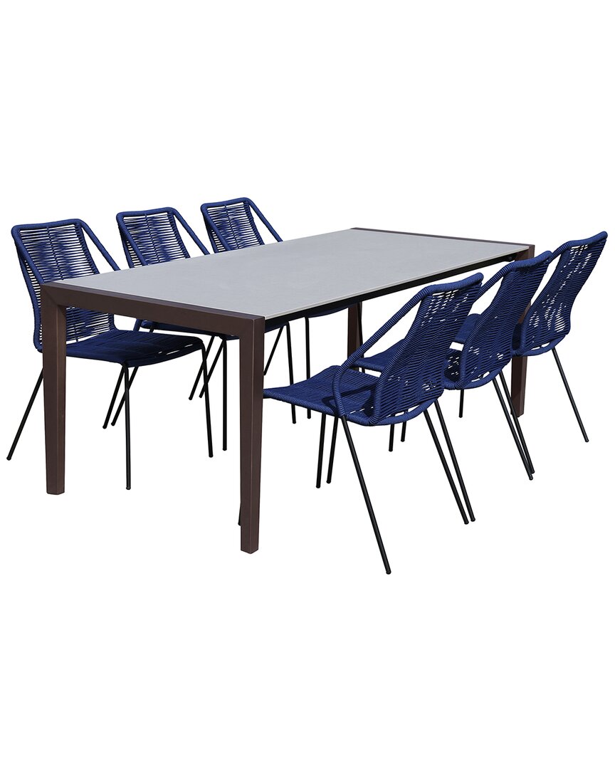 Armen Living Fineline And Clip Indoor Outdoor 7pc Dining Set