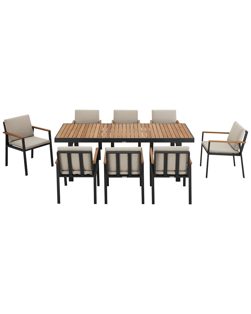Armen Living Nofi Outdoor Patio 9pc Dining Set In Charcoal
