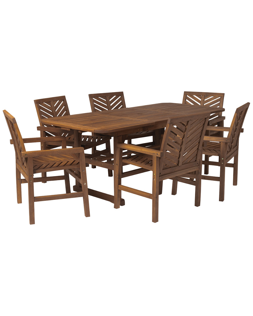 Hewson 7pc Outdoor Patio Acacia Wood Dining Set In Brown
