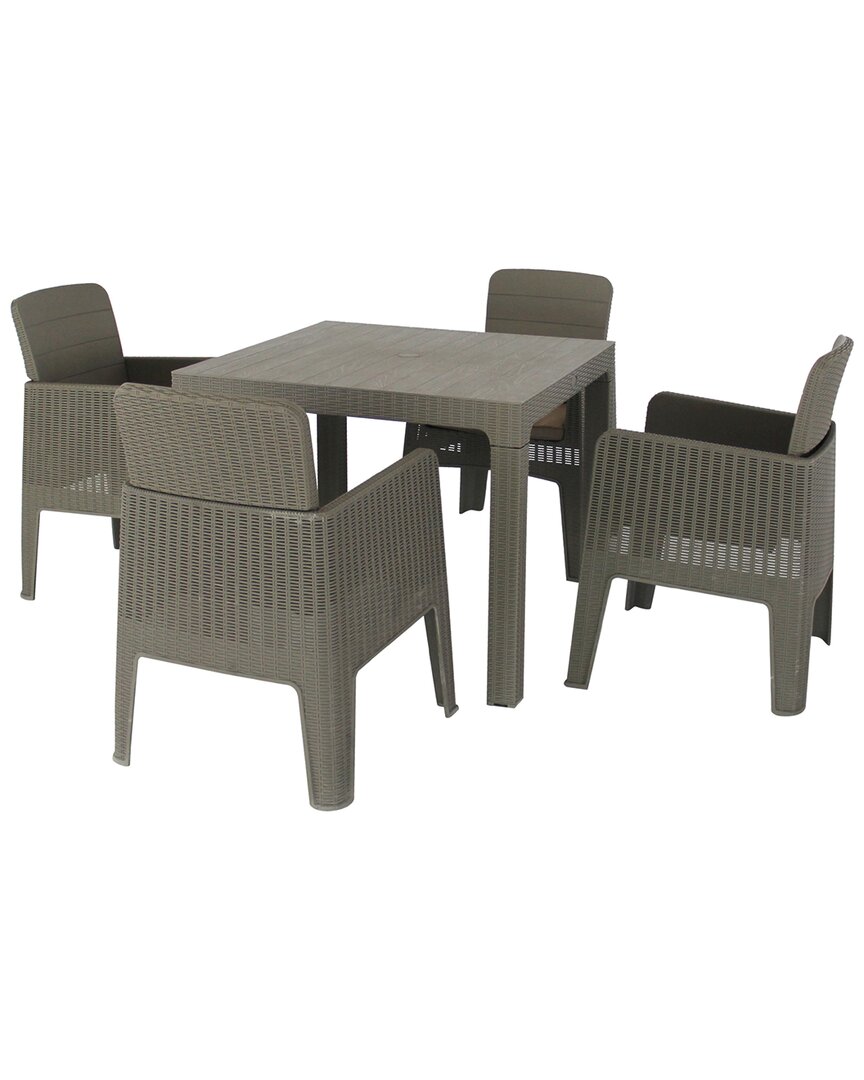 Dukap Lucca 5pc Dining Set, Grey With Beige Cushions