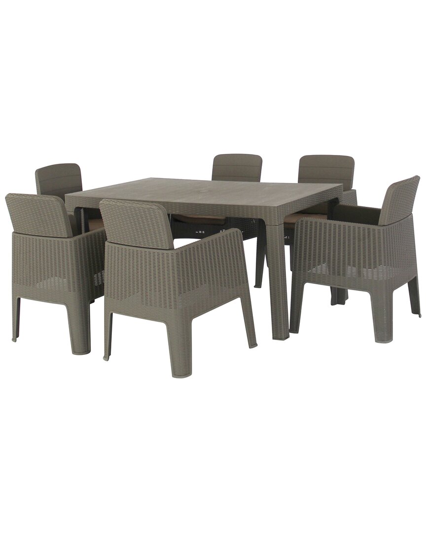 Dukap Lucca 7pc Dining Set, Grey With Beige Cushions